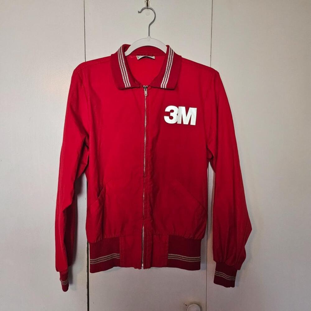 Classic 3M red baseball zip up jacket reflective vintage